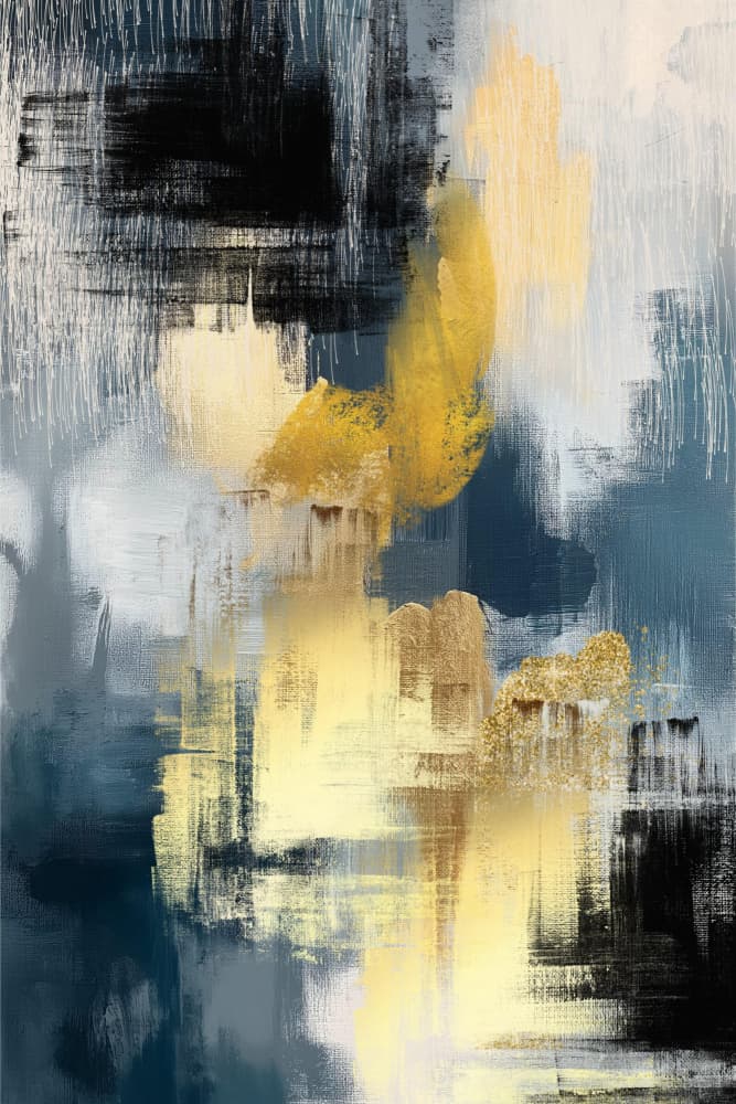 Modern Gold Blue Abstract by Sally Ann Moss — canvas wall art