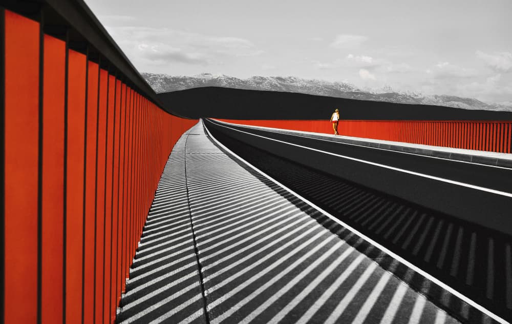 Red Wall Perspective by Samanta Krivec — canvas wall art
