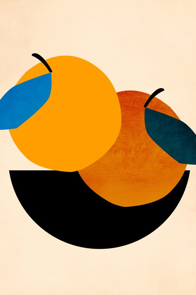 Two Oranges by Kubistika — canvas wall art