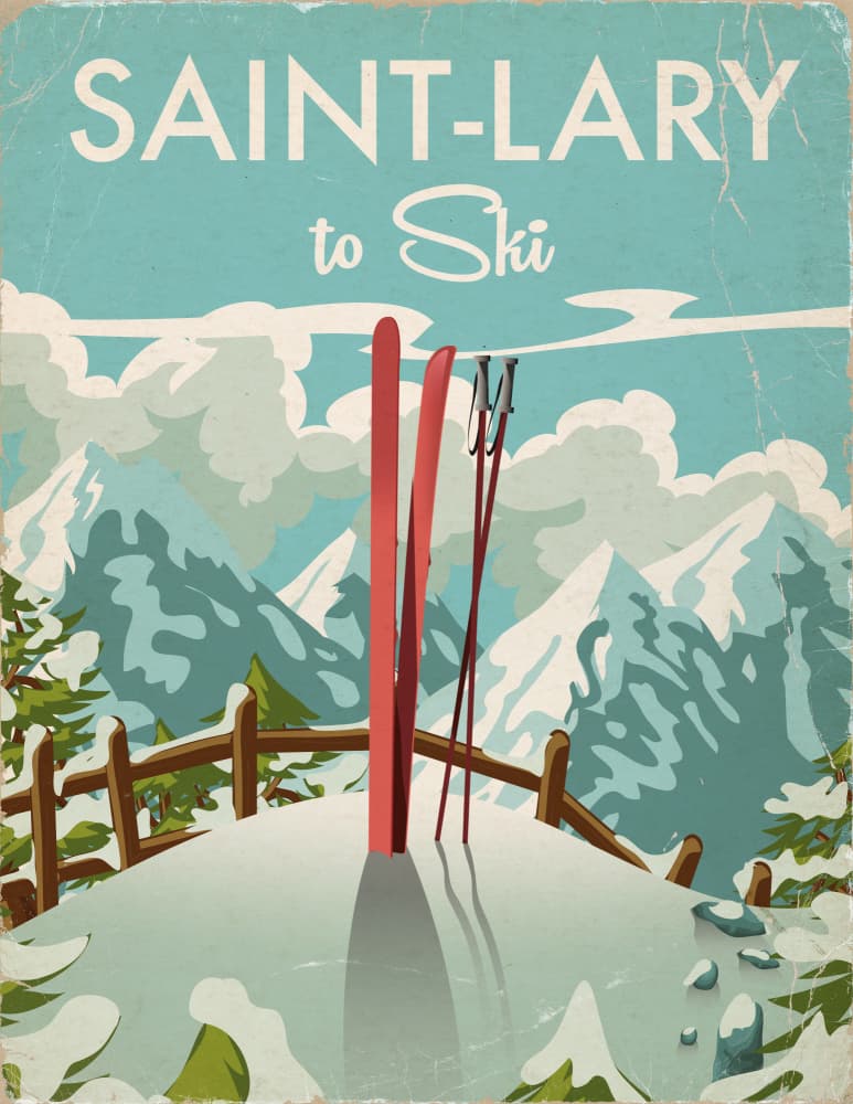 Retro Saint-Lary Ski by Nicholas — canvas wall art