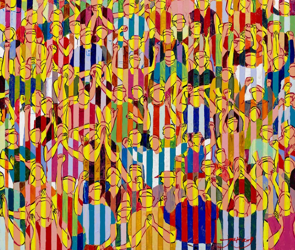 Vibrant Cheering Crowd by Jukyong Park — canvas wall art