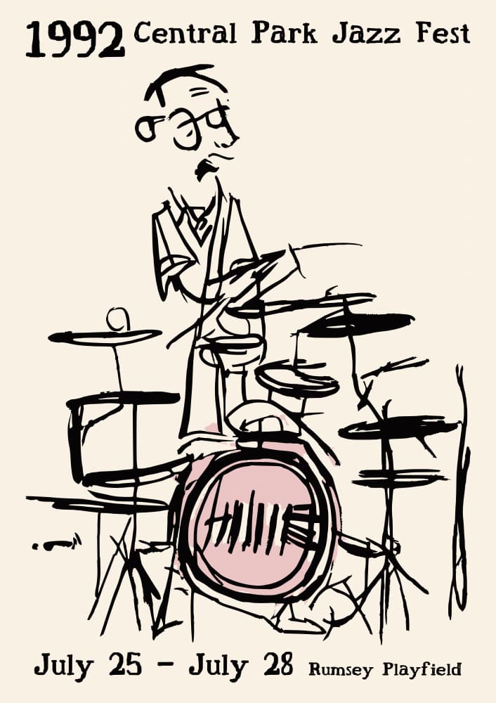 Cartoon Jazz Drummer by Patryk Krygowski — canvas wall art