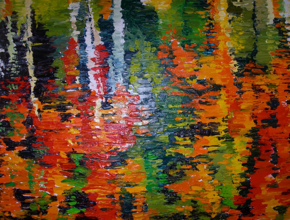 Vibrant Autumn Reflections by Maxine Shore — canvas wall art