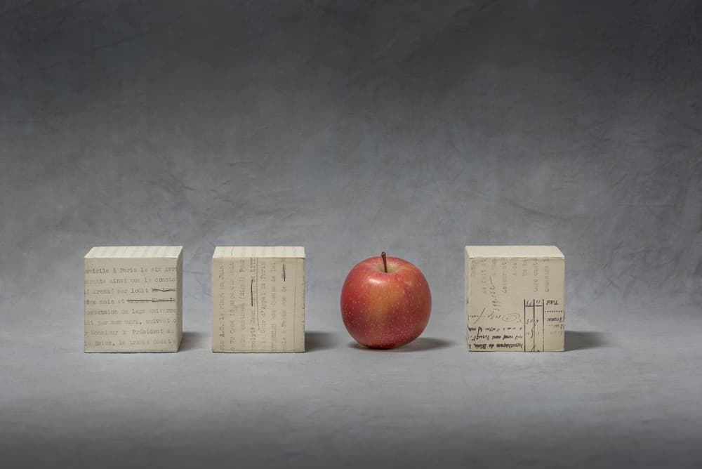 Apple and Book Cubes by Christophe Verot — canvas wall art