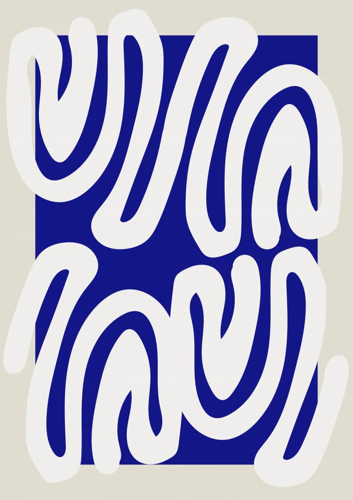 Flowing Blue Shapes by RS LAB STUDIO — canvas wall art