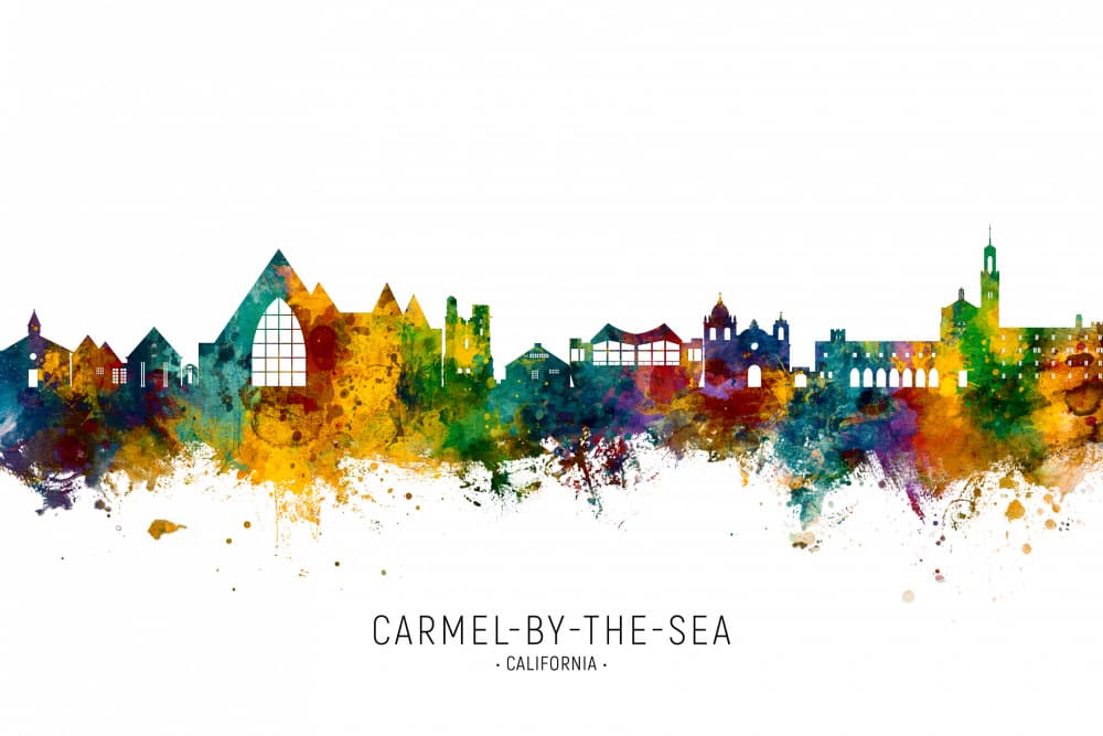 Colorful Carmel Cityscape by Michael Tompsett — canvas wall art