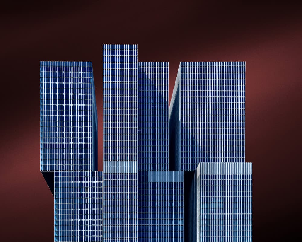 Modern Glass Buildings by Jef Van den Houte — canvas wall art