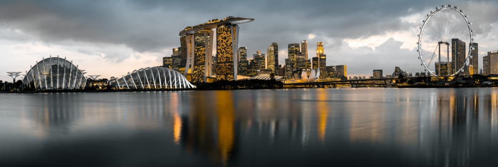 Singapore Skyline Reflections by Ziwen He — canvas wall art