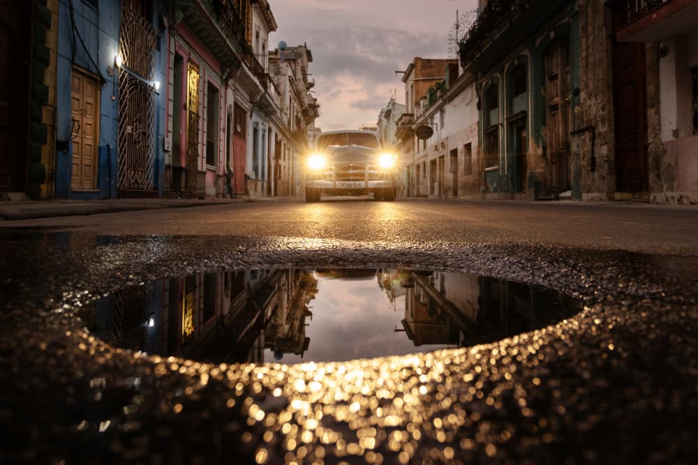Classic Car Reflection by Dan Mirica — canvas wall art