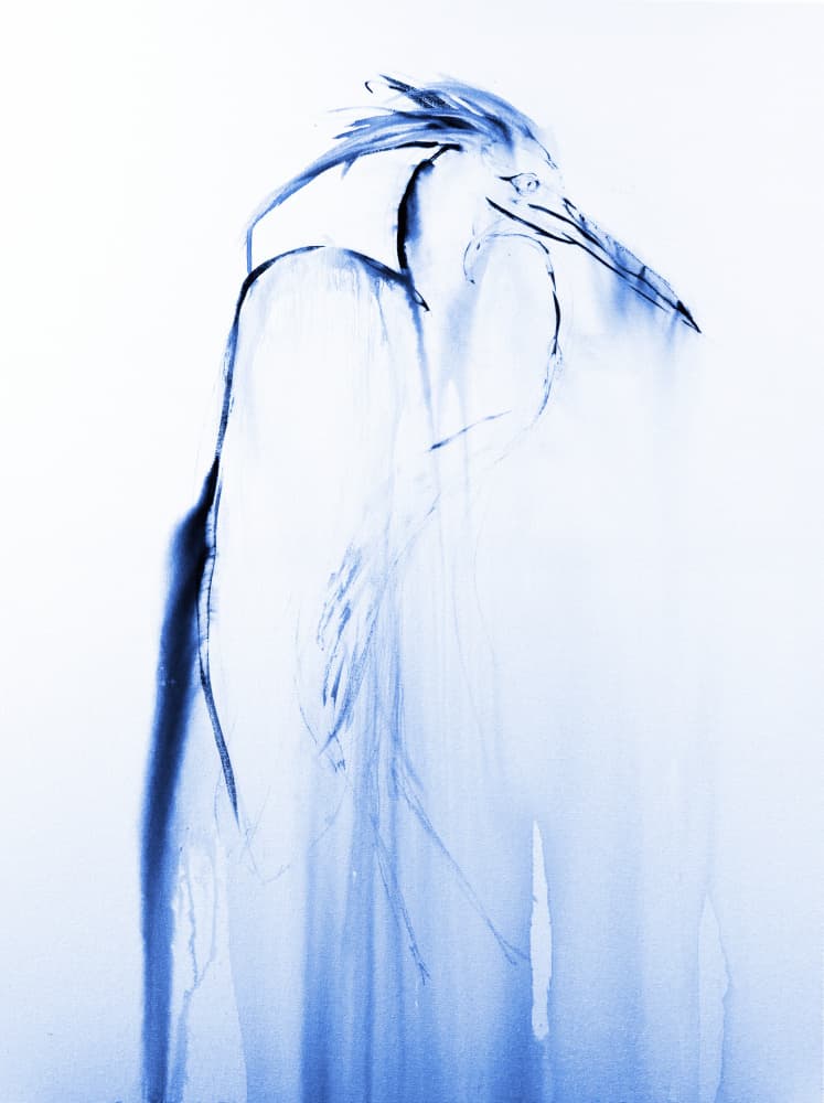 Flowing Blue Heron by RodMacIver — canvas wall art