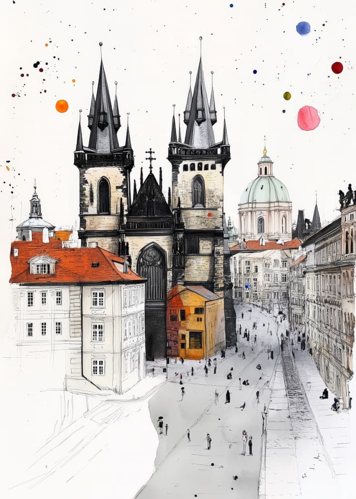 Prague Old Town Splendor by Justyna Jaszke — canvas wall art