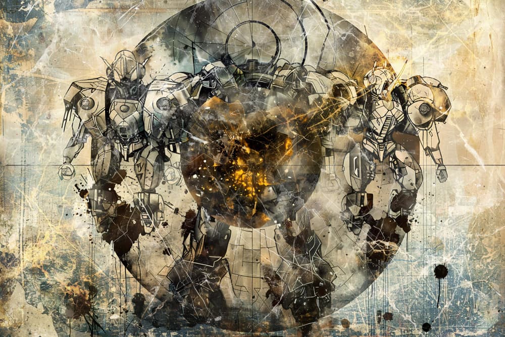 Sci-Fi Robot Grunge by Rafal Kulik — canvas wall art