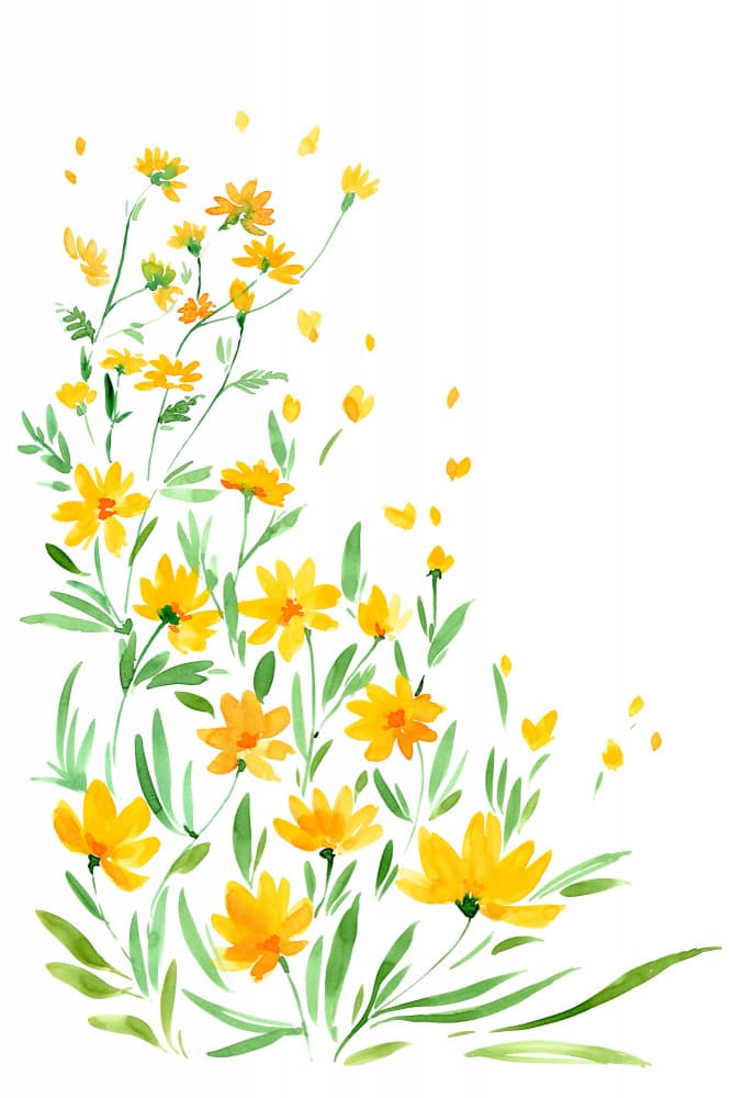 Sunny Watercolor Flowers by Rosana Laiz Blursbyai — canvas wall art