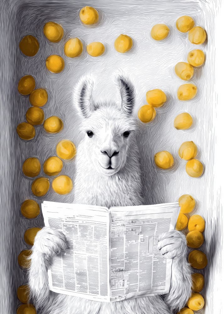 Lama In Bathtube 4 by Justyna Jaszke — canvas wall art