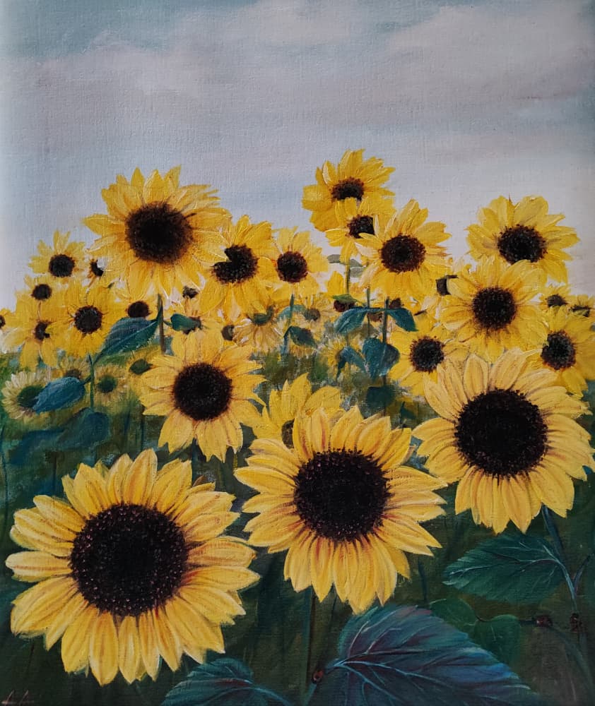 Vibrant Sunflower Field by Annette Armitage — canvas wall art