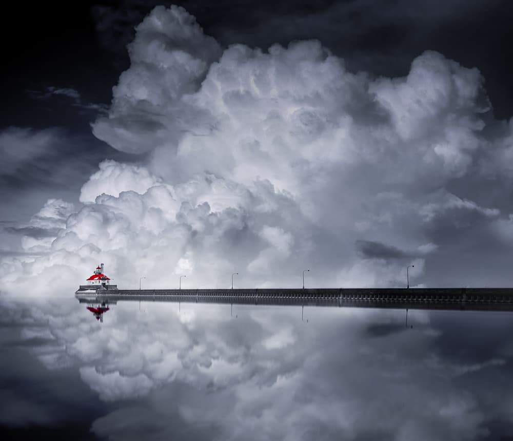 Stormy Lighthouse Reflection by Like He — canvas wall art