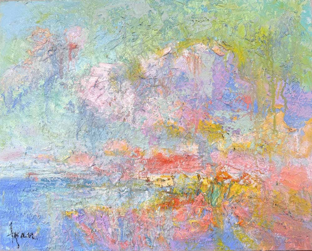 Dreamy Pastel Coastal Town by Dorothy Fagan — canvas wall art