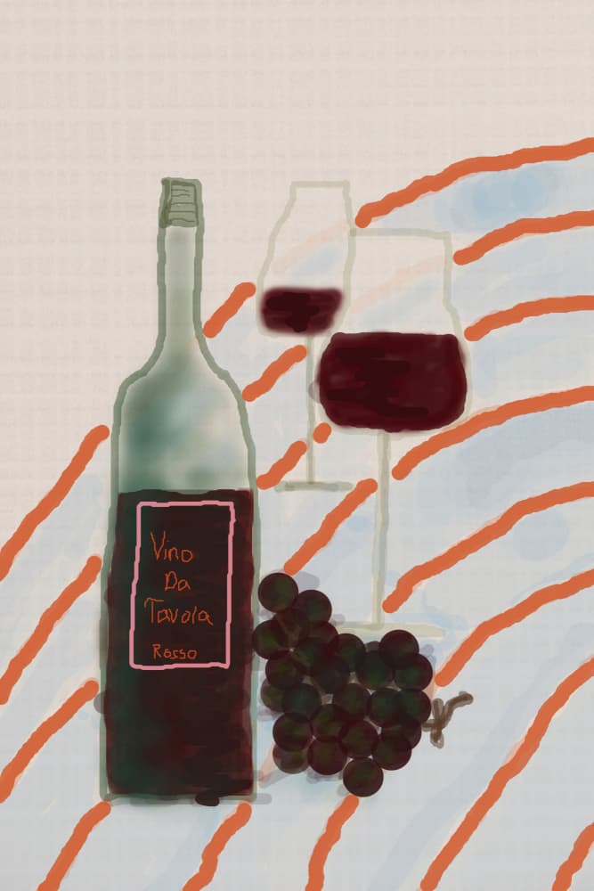 Italian Wine Still Life by Christina Sillen — canvas wall art
