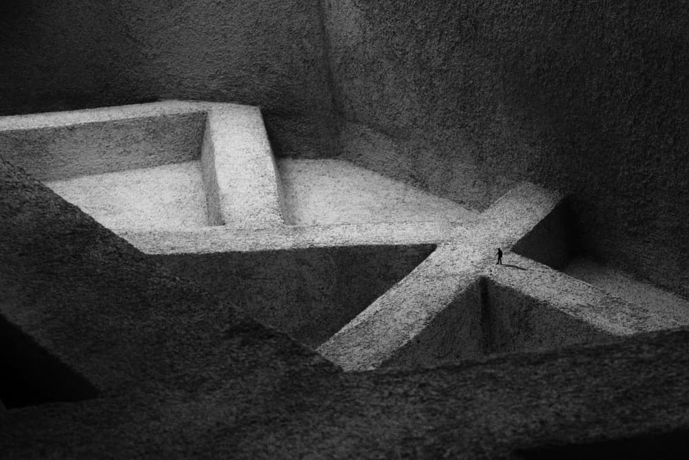 Solitary Figure Concrete Geometry by Ibrahim Nabeel — canvas wall art