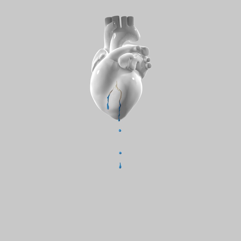 Cracked Heart Bleeds Blue by Floriana Barbu — canvas wall art