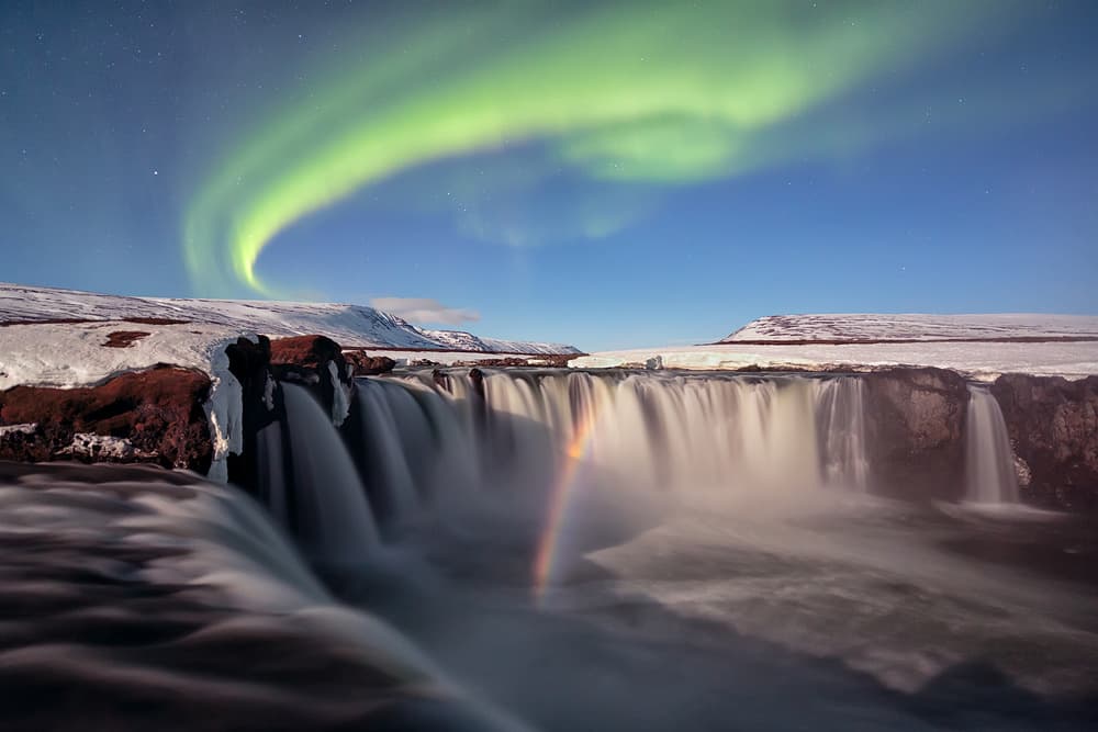 Godafoss Aurora Rainbow by Mauro Tronto — canvas wall art