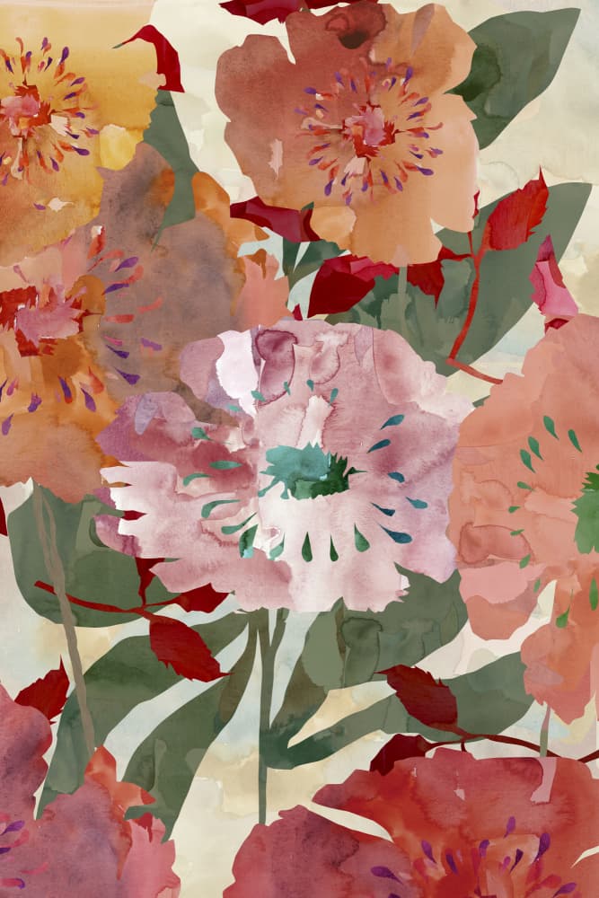 Colorful Watercolor Blooms by casa cartissi — canvas wall art