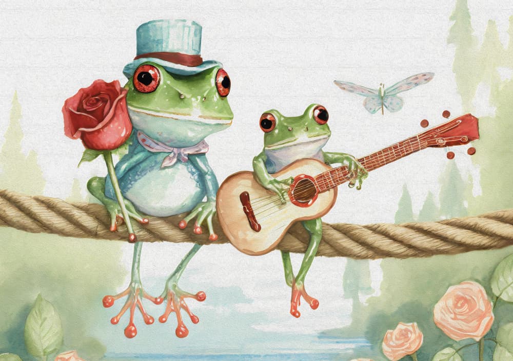 Frogs on a rope by Andreas Magnusson — canvas wall art