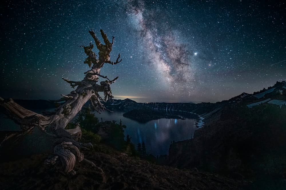 Starry Night Lake Reflection by Lydia Jacobs — canvas wall art