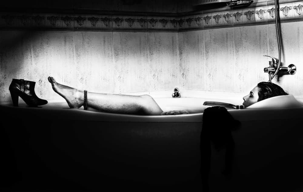 Dramatic Bathtub Moment by Macarus — canvas wall art