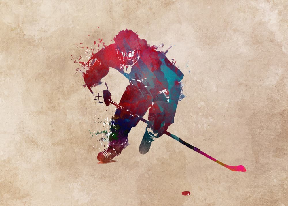 Dynamic Hockey Player Splash by Justyna Jaszke — canvas wall art