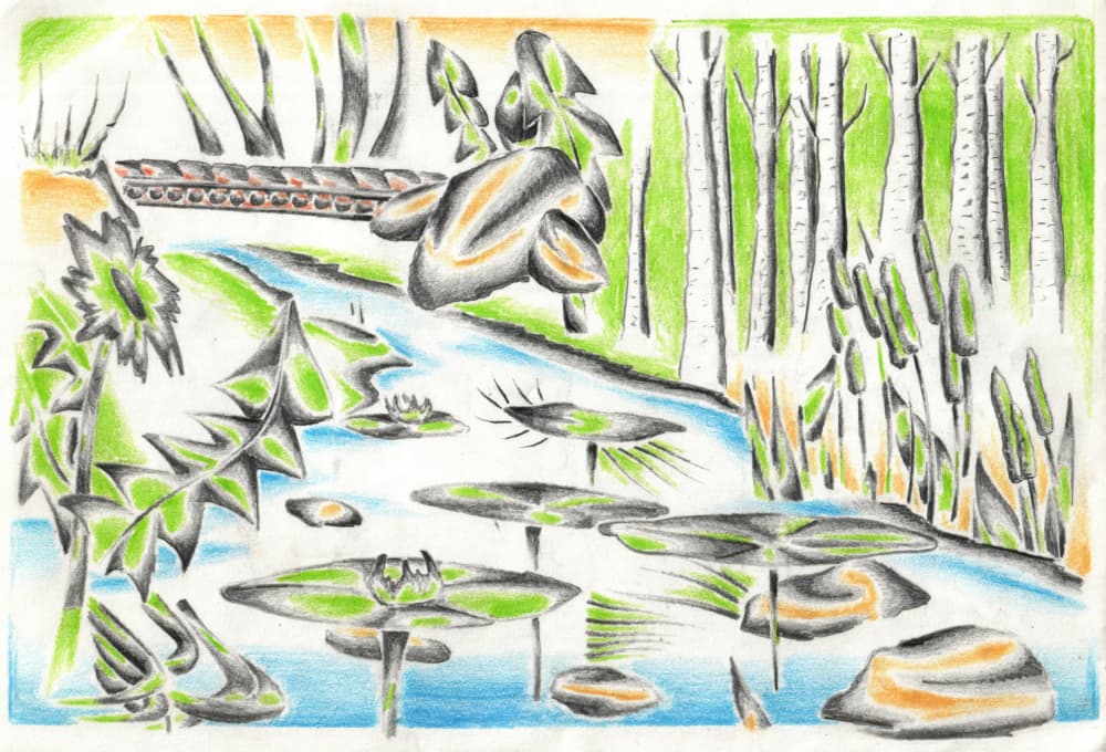 Stylized River Landscape by Kulik — canvas wall art