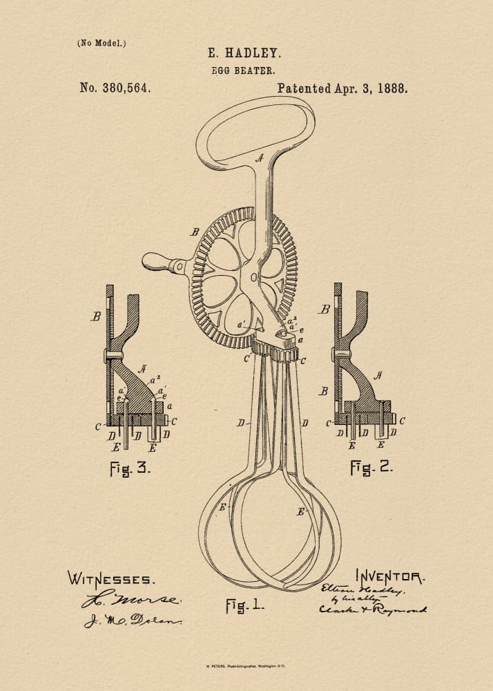 Vintage Egg Beater Patent by Andreas Magnusson — canvas wall art