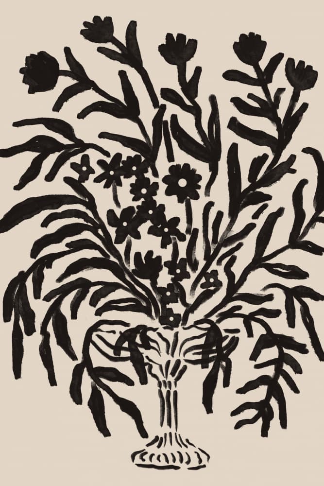 Elegant Black Bouquet by Melloi Art Prints — canvas wall art