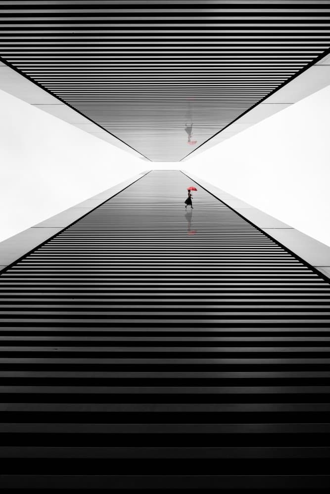 Red Umbrella Passage by Masami Kondo — canvas wall art