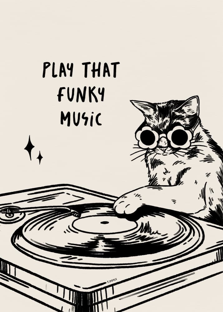 Play That Funky Cat by Tara Royle — canvas wall art