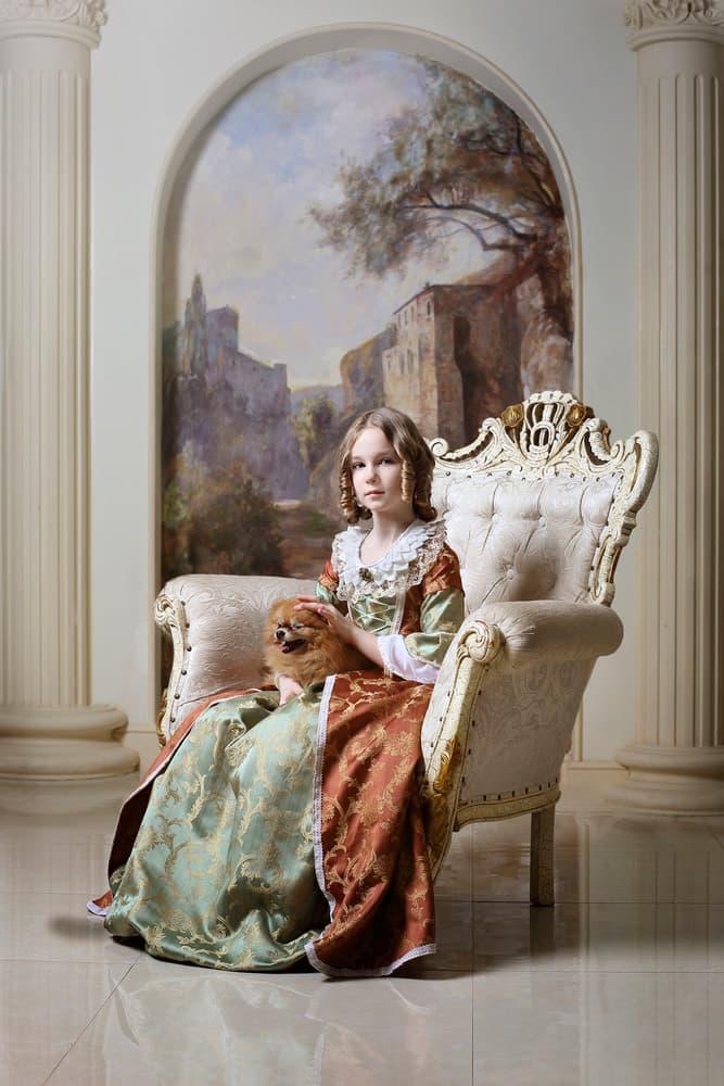 Elegant Child in Period Dress by Victoria Glinka — canvas wall art