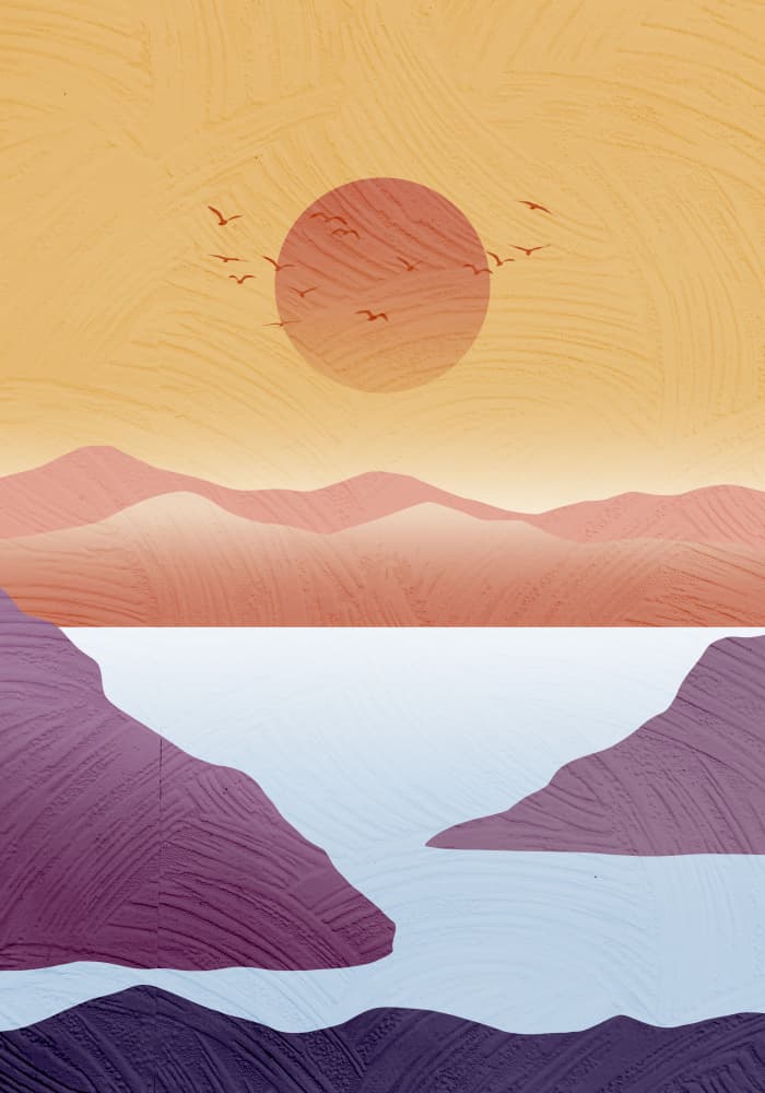 Desert Lake Sunset Birds by Fadil Roze — canvas wall art