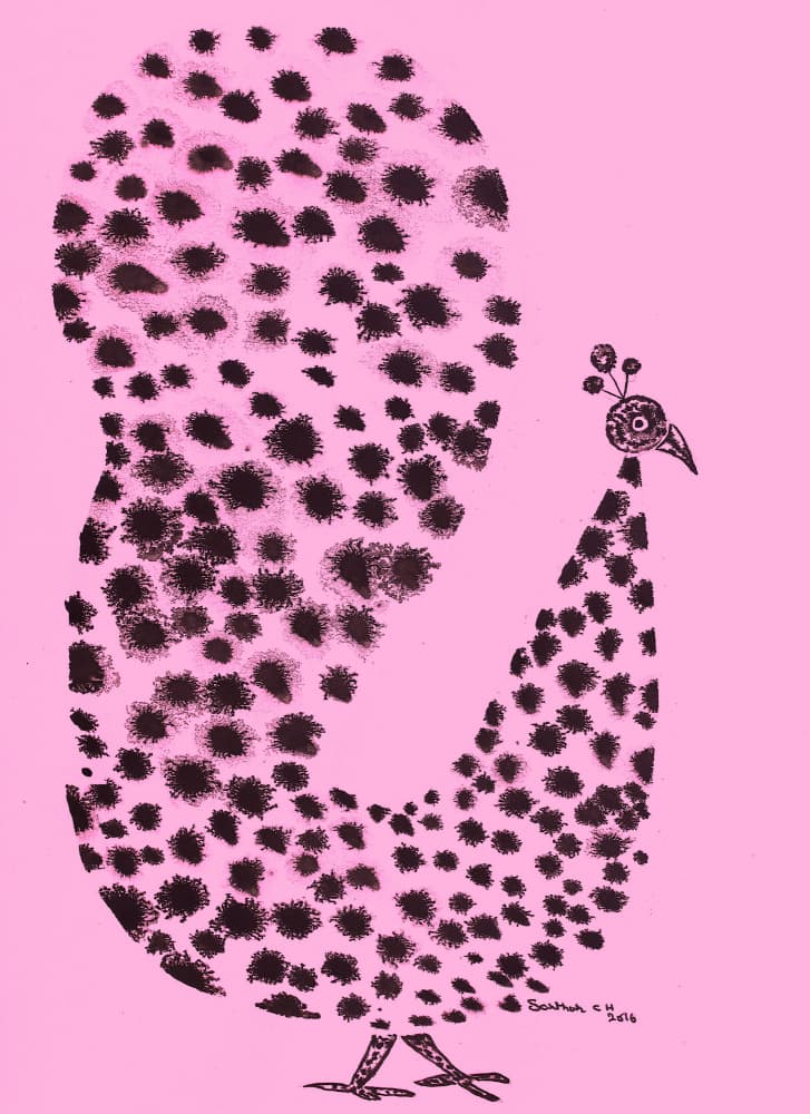 Pink Spotted Peacock by Santhosh ch — canvas wall art