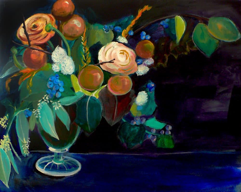 Vibrant Floral Still Life by Christine Lindstrom — canvas wall art