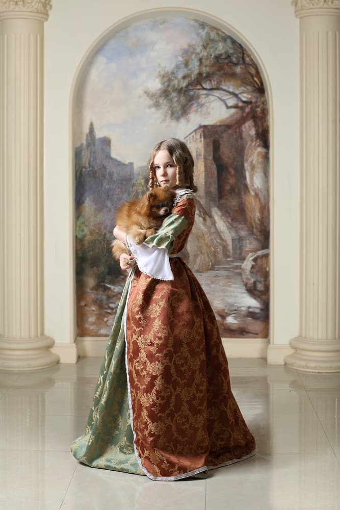 Regal Girl With Dog by Victoria Glinka — canvas wall art