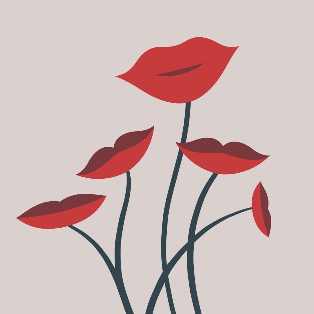 Red Lips Blooms by Little Dean — canvas wall art