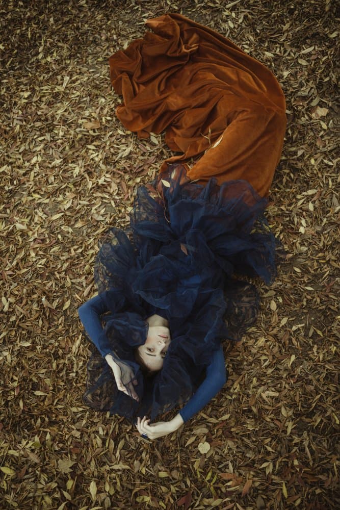 Blue Dress Autumn Dream by Larisa Usmanova — canvas wall art