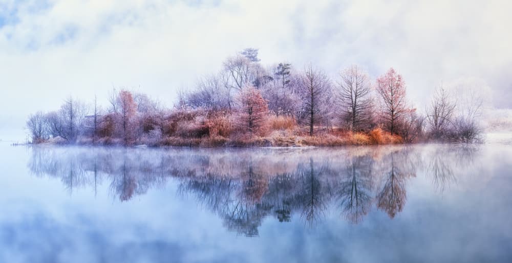 Frosted Island Reflections by Tiger Seo — canvas wall art