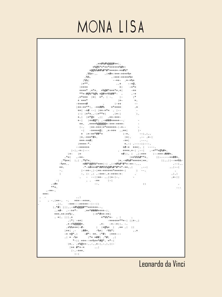 Mona Lisa Text Art by Doa Project — canvas wall art