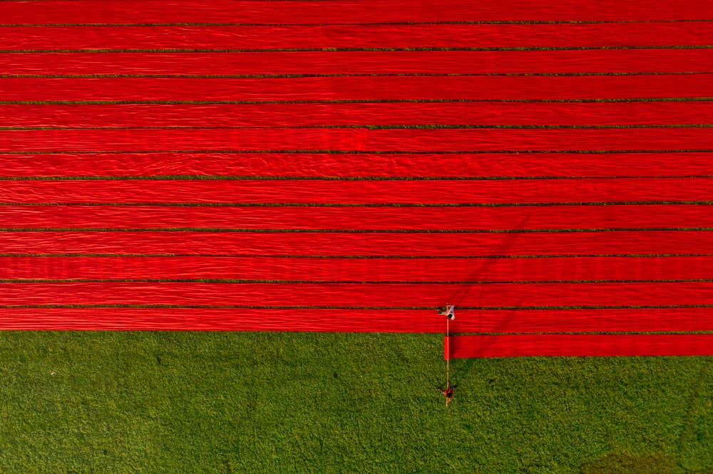 Red Field Aerial Patterns by Azim Khan Ronnie — canvas wall art