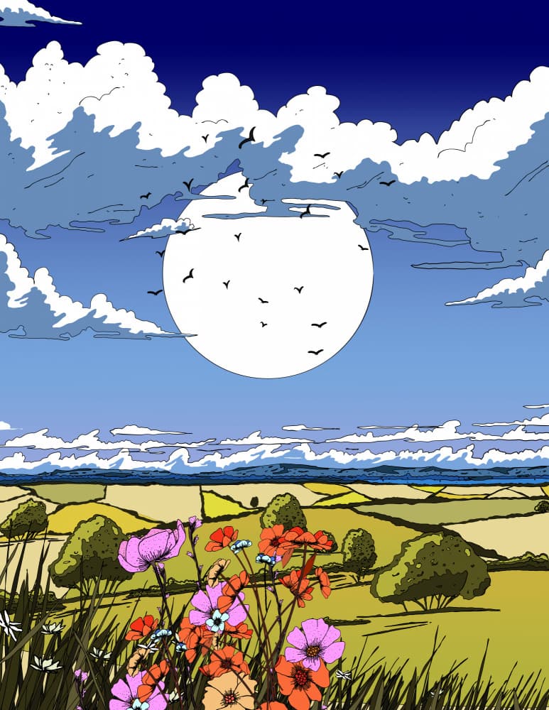 Moonlit Wildflower Field by Nicholas — canvas wall art