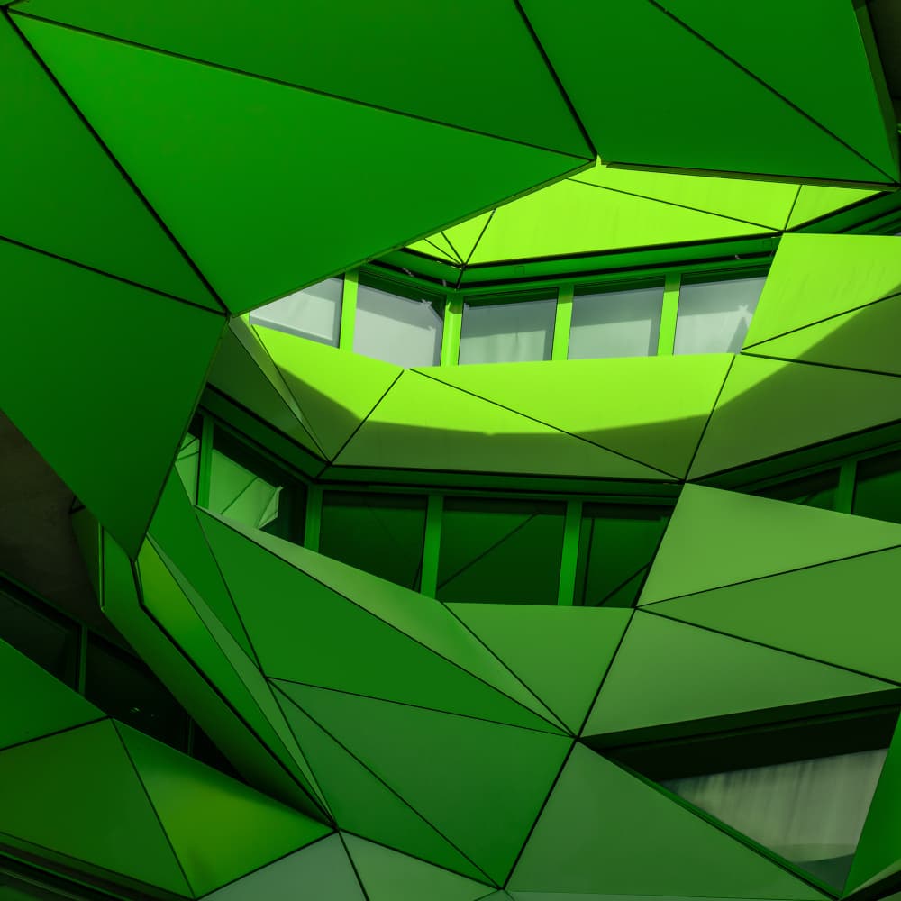 Vibrant Green Architecture by Luc Vangindertael (laGrange) — canvas wall art