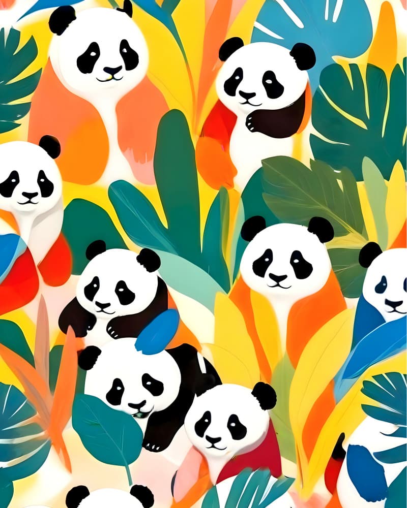 Playful Pandas Jungle by Uma Gokhale — canvas wall art