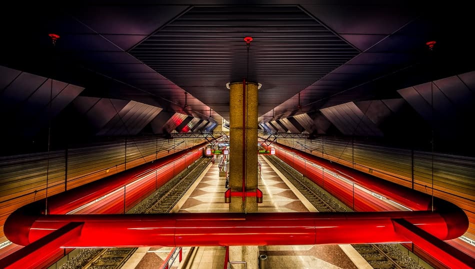 Red Train Motion by Holger Schmidtke — canvas wall art