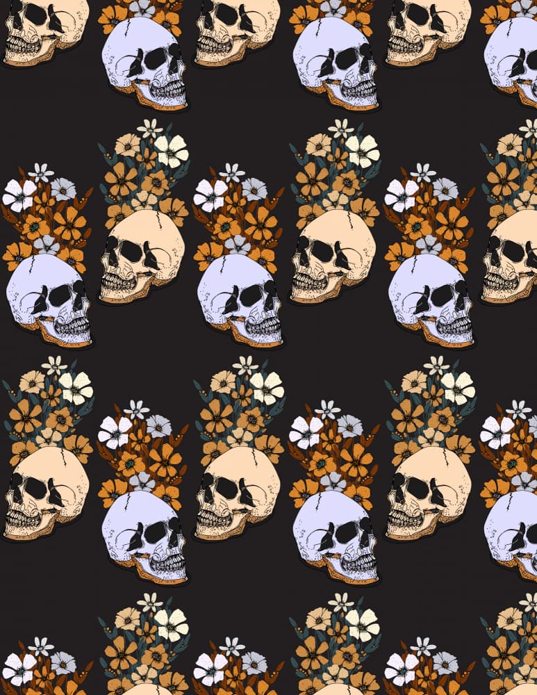 Boho Floral Skulls by Nicholas — canvas wall art